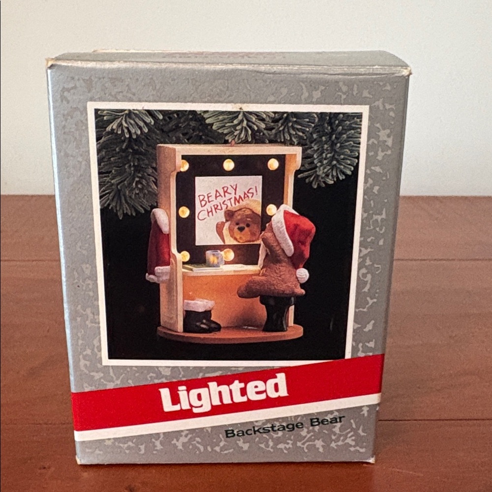 Vintage Hallmark Backstage Bear Lighted Christmas Ornament 1989 w Box